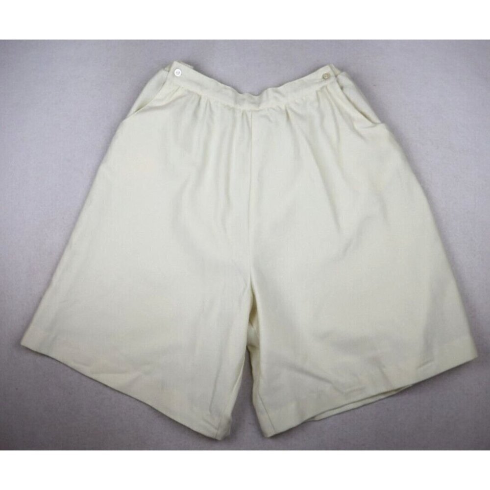 VINTAGE WOMEN'S IVORY WHITE HIGH WAIST WIDE LEG SHORTS - VICKI WAYNE'S - SIZE 36